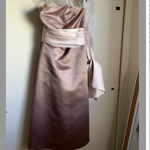 Bill Levkoff stunning beige satin dress with satin shawl